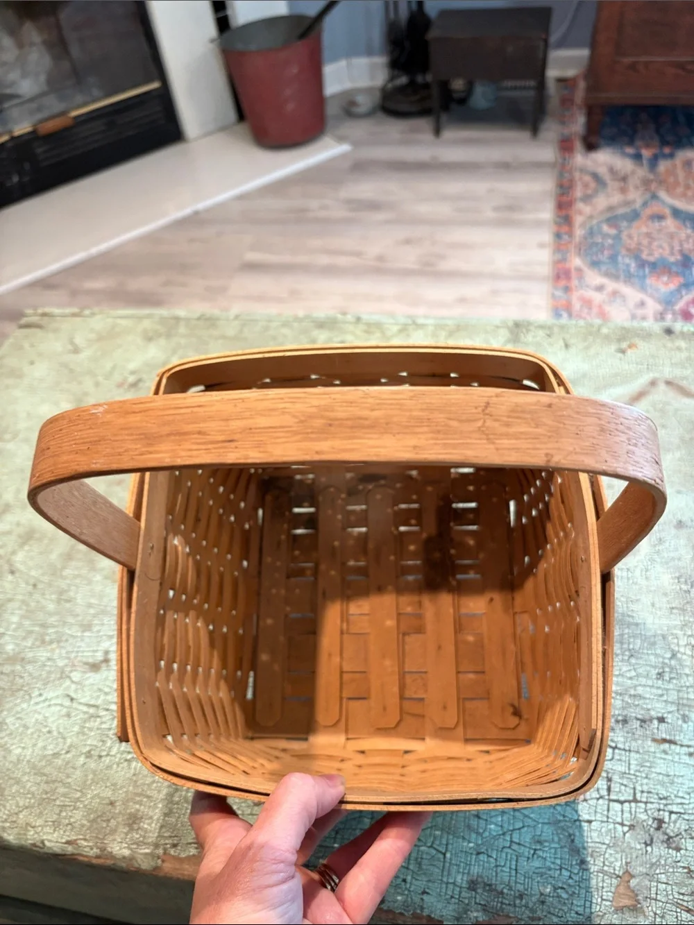 Bradford Basket Co Handwoven 1998 Single Handle Basket USA